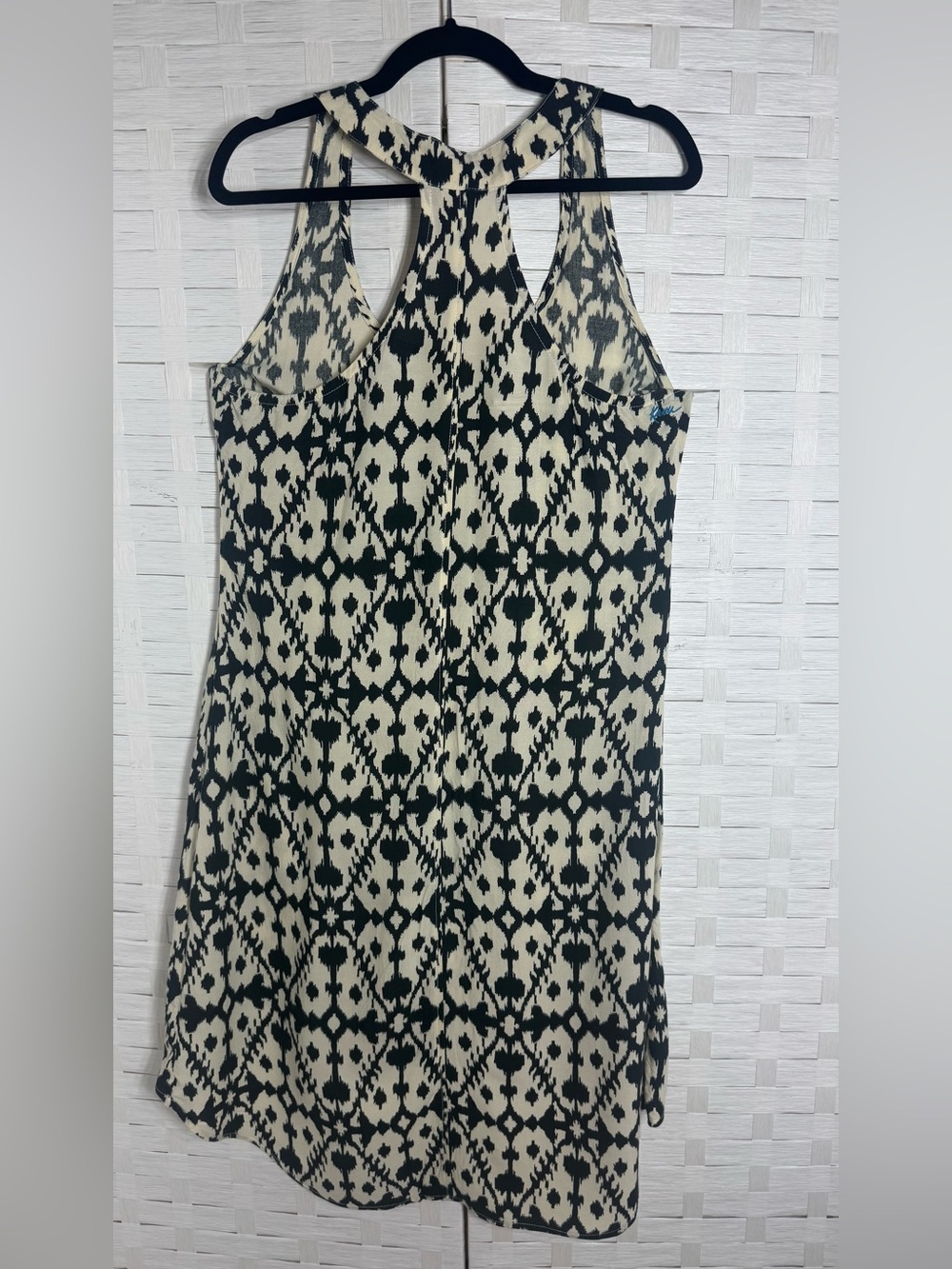 Kavu Jocelyn Ikat Black Ivory Racerback Midi High Low Sleeveless Dress Size Med - Picture 5 of 11